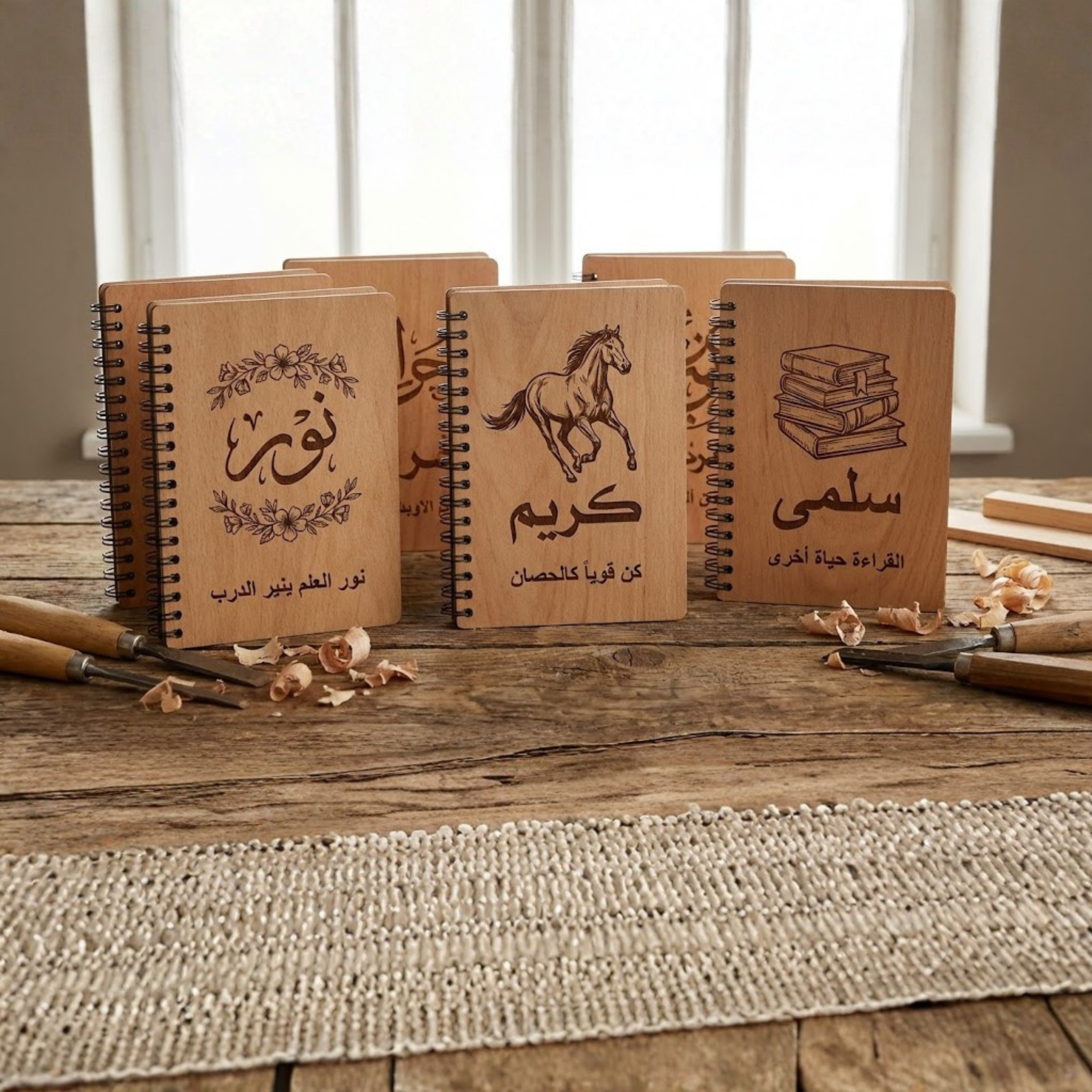 نوت بوك بغلاف خشب ( مقاس 12x18)